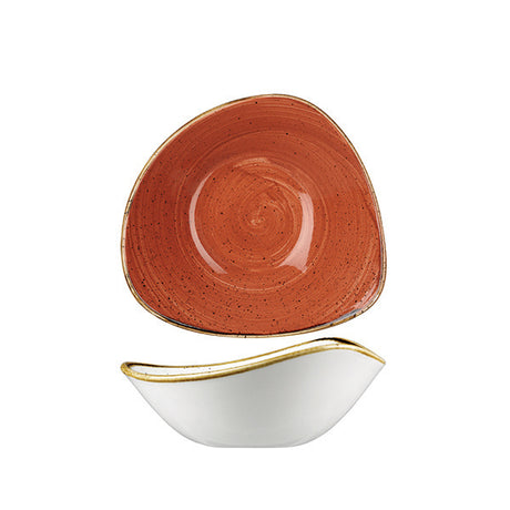 Triangular Bowl - 370mL, Spiced Orange, Stonecast from Churchill. made out of Porcelain and sold in boxes of 6. Hospitality quality at wholesale price with The Flying Fork!