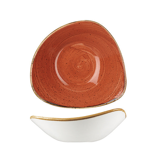 Triangular Bowl - 600mL, Spiced Orange, Stonecast from Churchill. Vitrified, made out of Porcelain and sold in boxes of 6. Hospitality quality at wholesale price with The Flying Fork!