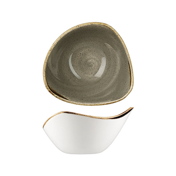 Triangular Bowl - 260ml, Peppercorn grey, Stonecast from Churchill. made out of Porcelain and sold in boxes of 6. Hospitality quality at wholesale price with The Flying Fork!