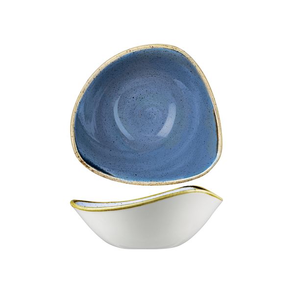 Triangular Bowl - 370ml, Cornflower Blue, Stonecast from Churchill. made out of Porcelain and sold in boxes of 6. Hospitality quality at wholesale price with The Flying Fork!