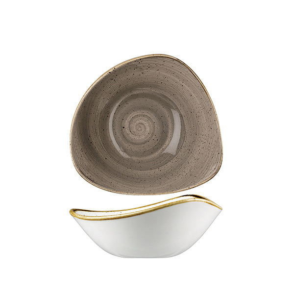 Triangular Bowl - 370ml, Peppercorn Grey from Churchill. made out of Porcelain and sold in boxes of 6. Hospitality quality at wholesale price with The Flying Fork!
