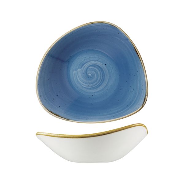 Triangular Bowl - 600ml, Cornflower Blue, Stonecast from Churchill. Vitrified, made out of Porcelain and sold in boxes of 6. Hospitality quality at wholesale price with The Flying Fork!