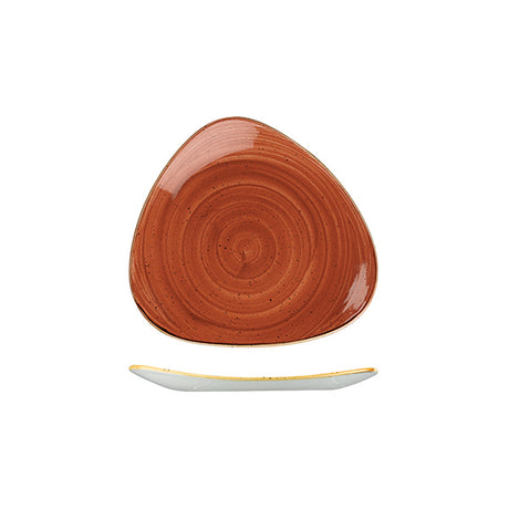Triangular Plate - 192mm, Spiced Orange, Stonecast from Churchill. Vitrified, made out of Porcelain and sold in boxes of 6. Hospitality quality at wholesale price with The Flying Fork!