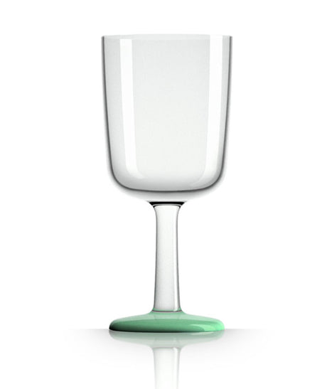 Unbreakable Wine Glass with Green Glow in the Dark Base 300ml from Palm Products. made out of Tritan - BPA Free and sold in boxes of 4. Hospitality quality at wholesale price with The Flying Fork!