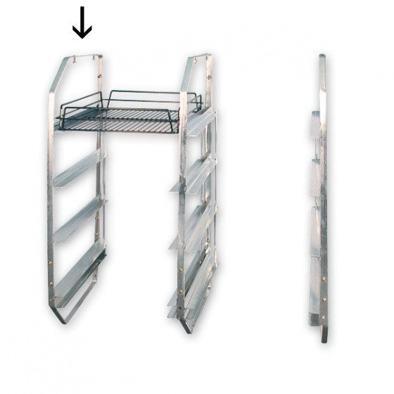 Under Bar Rack - 4 Tier, Left side only from Chalet. Sold in boxes of 1. Hospitality quality at wholesale price with The Flying Fork!