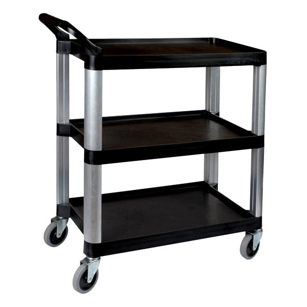 Utility Trolley - 3 Shelf, Black, 800 x 380 x 880mm from Sunnex. Sold in boxes of 1. Hospitality quality at wholesale price with The Flying Fork!
