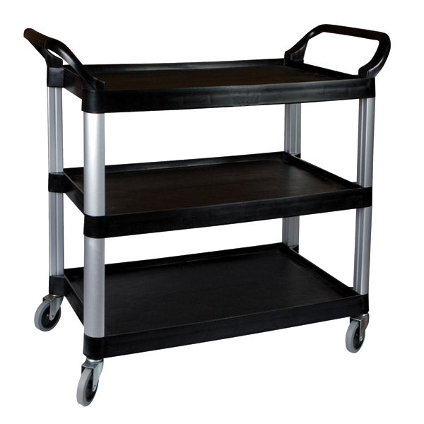 Utility Trolley - 3 Shelf, Black, 1060 x 480 x 1000mm from Sunnex. Sold in boxes of 1. Hospitality quality at wholesale price with The Flying Fork!