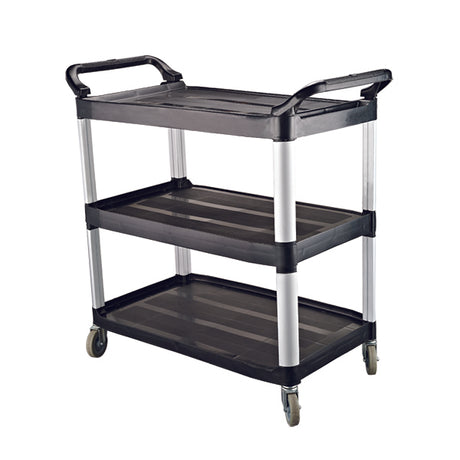 Utility Trolley - 3 Shelf, Black, 845 x 430 x 950mm from Cater-Rax. Sold in boxes of 1. Hospitality quality at wholesale price with The Flying Fork!