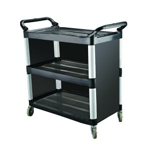 Utility Trolley - 3 Shelf, Black, 1020 x 500 x 960mm from Cater-Rax. Sold in boxes of 1. Hospitality quality at wholesale price with The Flying Fork!