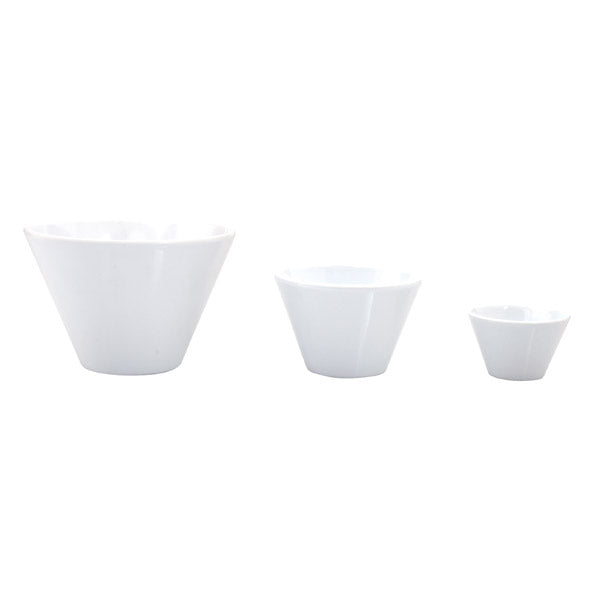 V - Shape Bowl - White, 85 x 60mm from Ryner Melamine. Sold in boxes of 12. Hospitality quality at wholesale price with The Flying Fork!