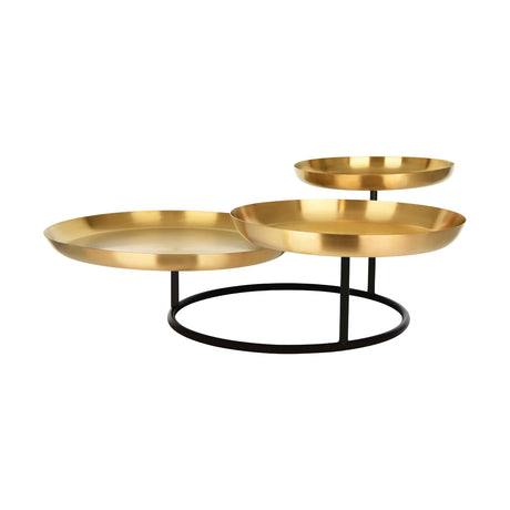 3-Tier Plate Seafood Stand Brass/Iron 600X575X225M