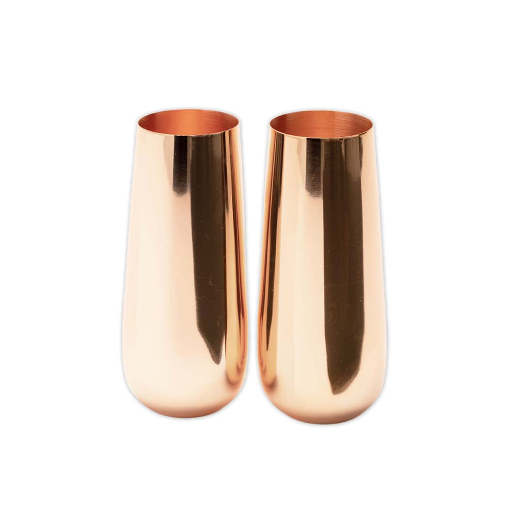 Stemless Champagne Flutes; Copper: Pack of 2