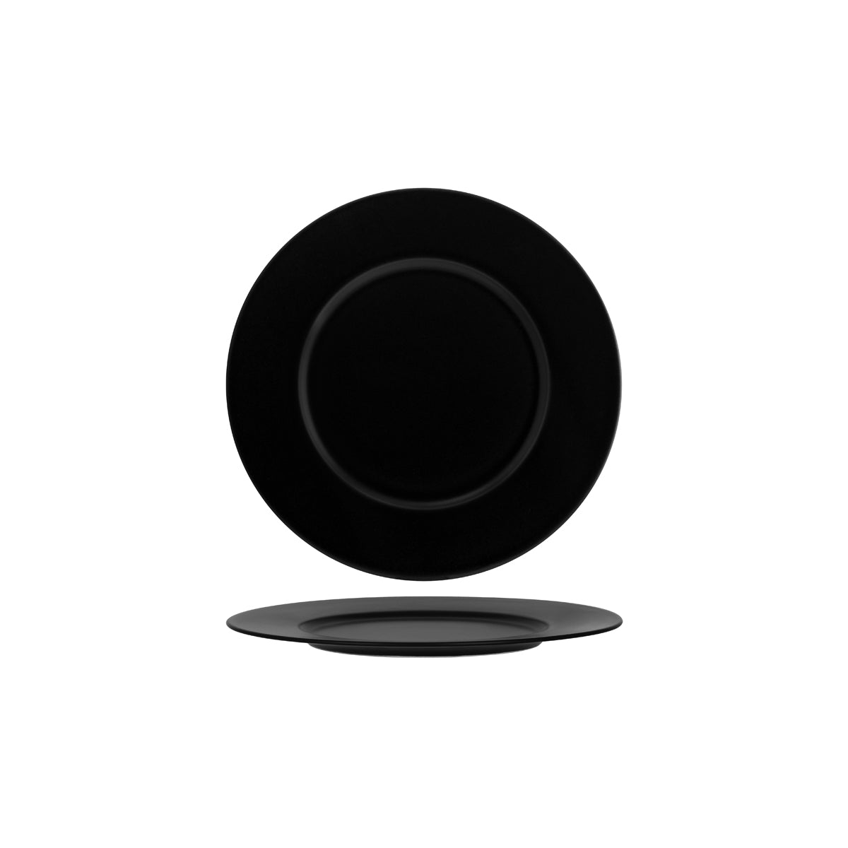 Notte Black Neat Round Plate W/Rim 280mm : Pack Of 6