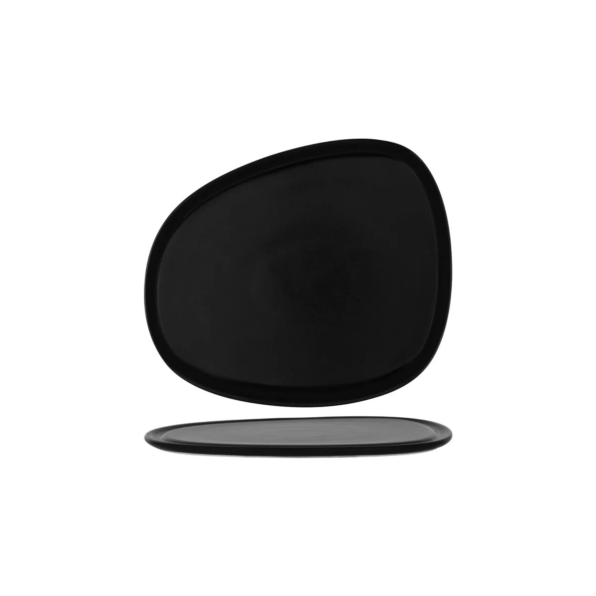 Notte Black Piuma Asymmetric Plate 245 x 205 x 9mm: Pack of 6