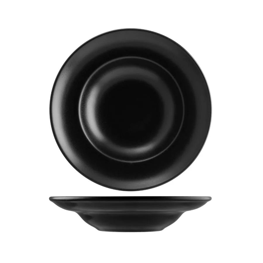 Notte Black Round Pasta Plate, 270 x 57mm: Pack of 6