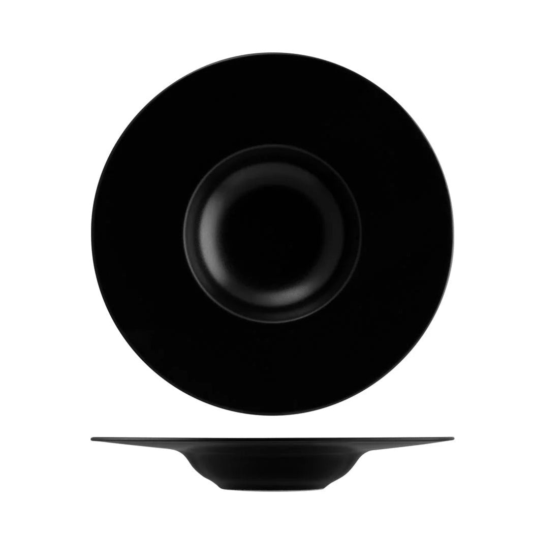 Notte Black Round Deep Plate, 300 x 40mm: Pack of 6