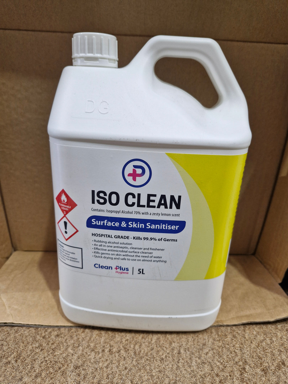 Iso Clean 5L. All-In-One Antiseptic, Cleanser, Freshener, Antimicrobial Surface And Skin Sanitiser.