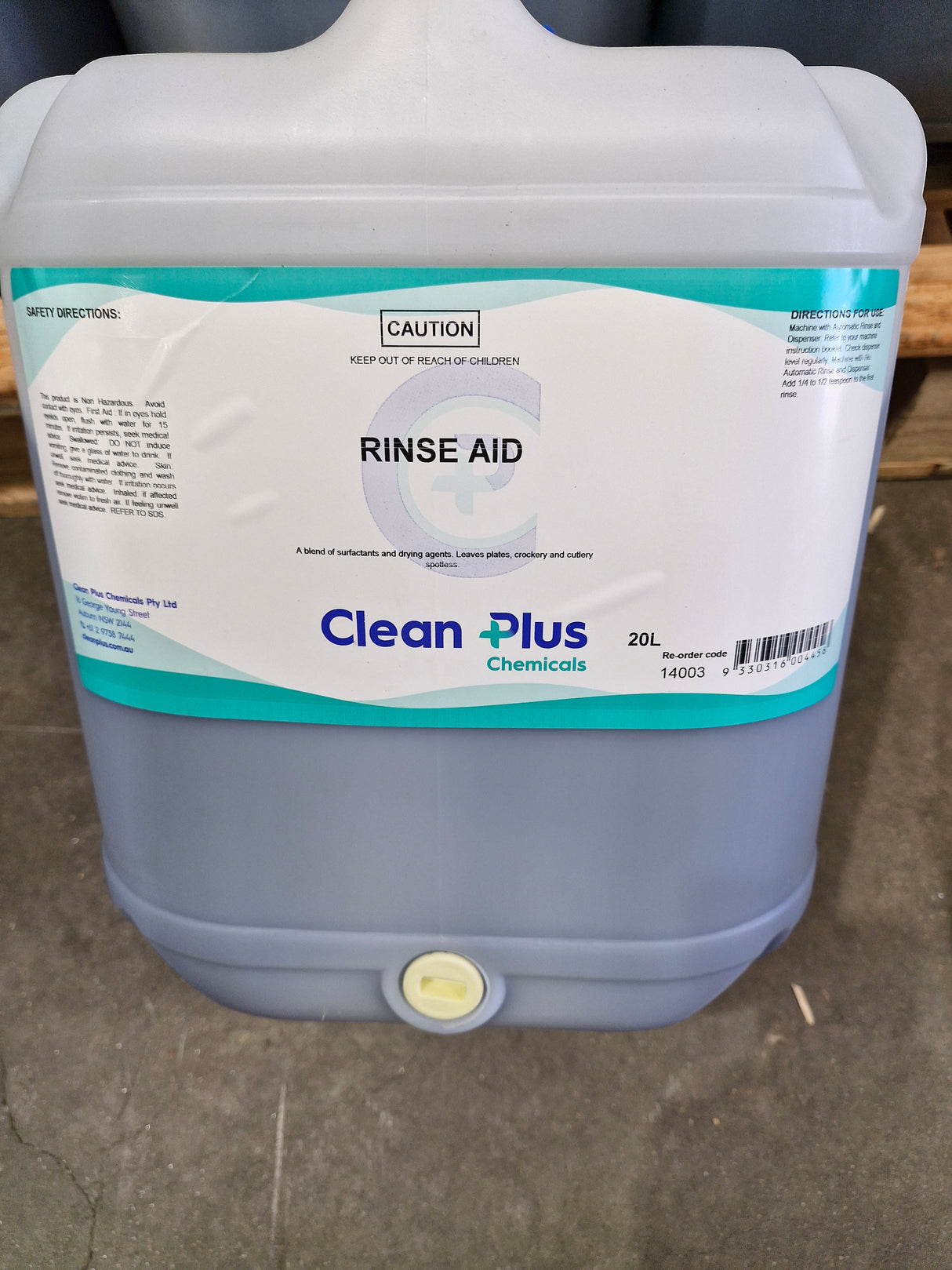 Rinse Aid  20L A Blend Of Surfactants And Drying Agents. Leaves Plates, Crockery And Cutlery Spotless.