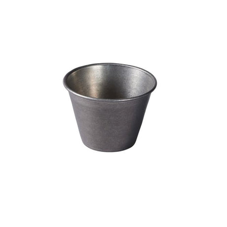 Stainless steel sauce dish on white background