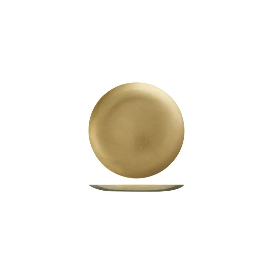 Vintage Serving-ware, Gold Round Coupe Plate, Moda - 130mm: Pack of 6