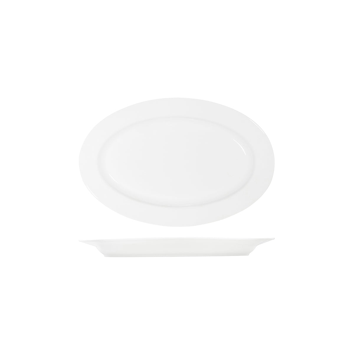 Core White Platter-Oval Rim Shape -355x240x30mm: Pack of 3