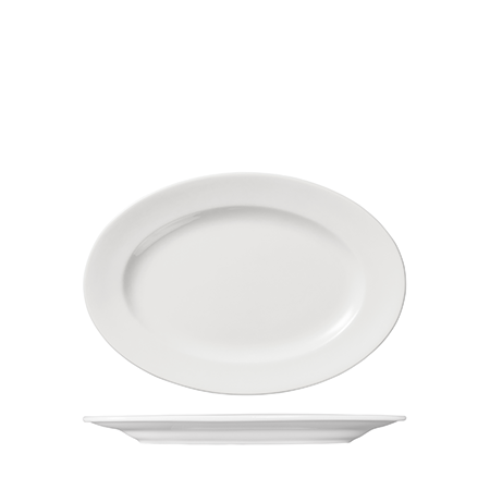 Oval Plate Wide Rim 280 X 193mm Prime: Pack of 12