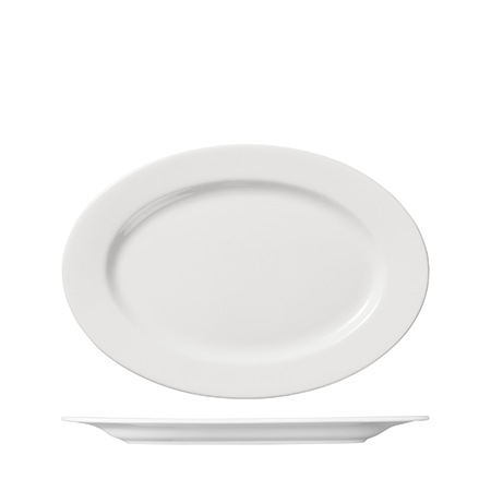 Oval Plate Wide Rim 320 X 220mm Prime: Pack of 6