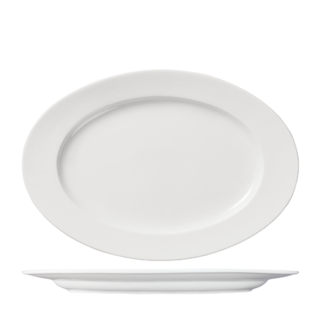 Oval Plate Wide Rim 360 X 250mm Prime: Pack of 6