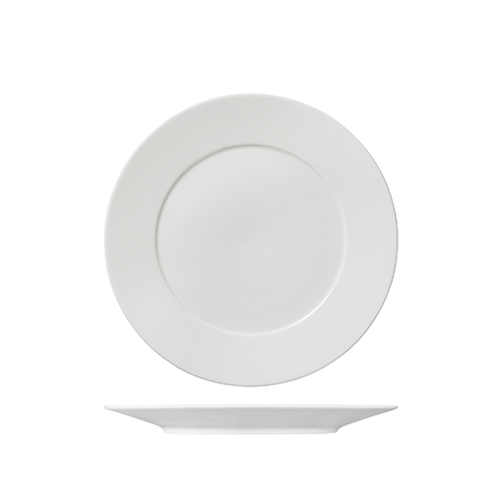 Round Plate Flat Wide Rim 250mm Serenity: Pack of 12