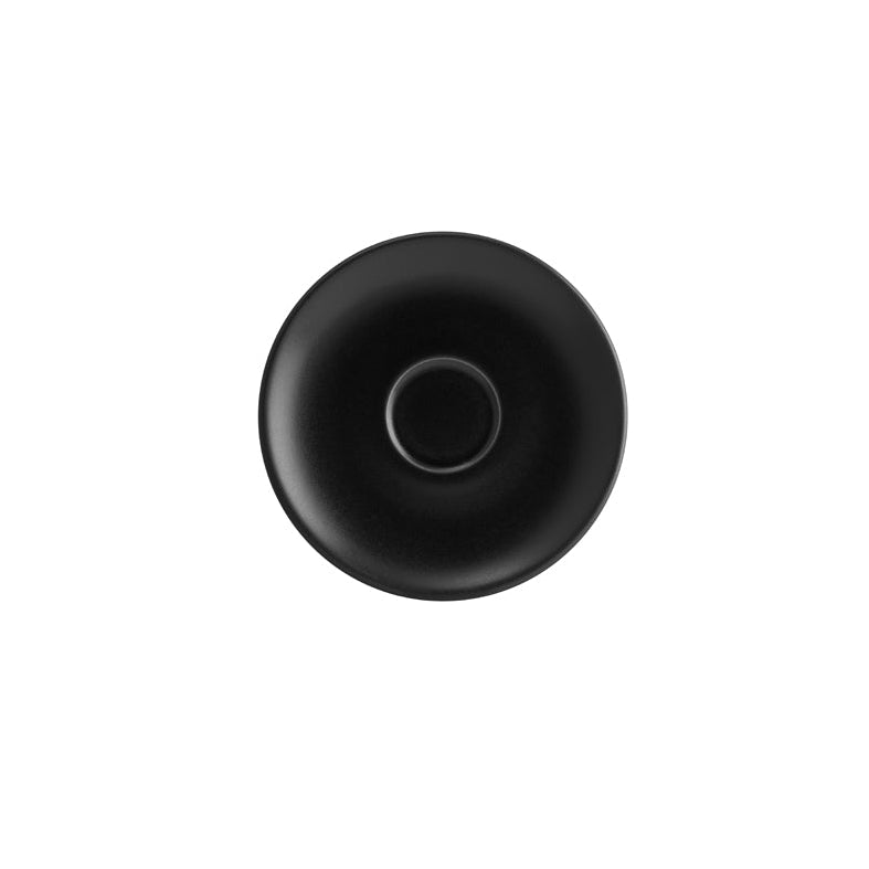 Black saucer on white background