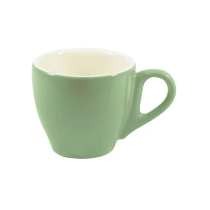 Sage coloured espresso cup on white background
