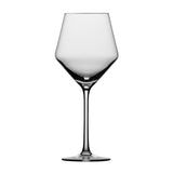 Clear V shared red wine glass on a white background