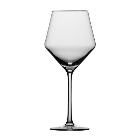 Clear V shared red wine glass on a white background