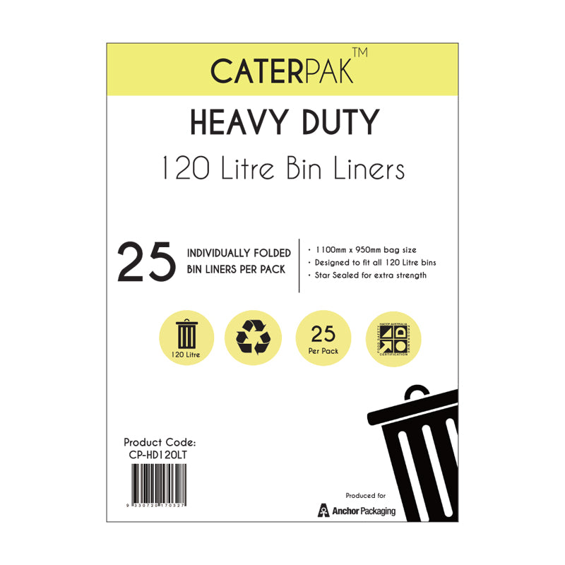 CaterPak Heavy Duty Bin Liner 120L: Box of 100