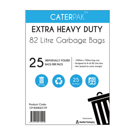 Extra HeavyDuty Garbage Bag 82L Flat Pack: Box of 250 units