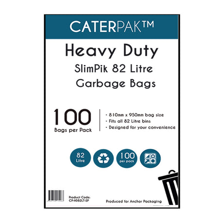 Heavy Duty Garbage Bags 82L SlimPik: Box of 300 units