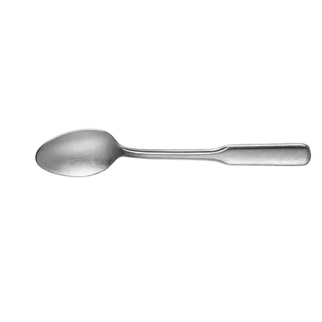 Stainless steel spoon on a white background