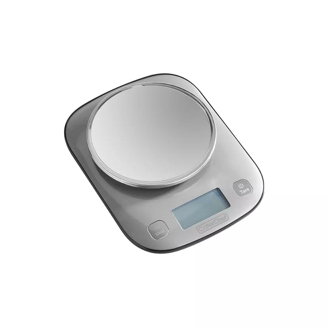 Digital kitchen scale on a white background