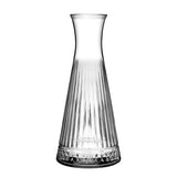 Geometric clear wine carafe on white background