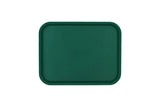 A dark green rectangular tray with rounded corners and a textured surface, shown against a plain white background.