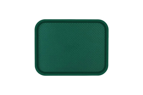 A dark green rectangular tray with rounded corners and a textured surface, shown against a plain white background.