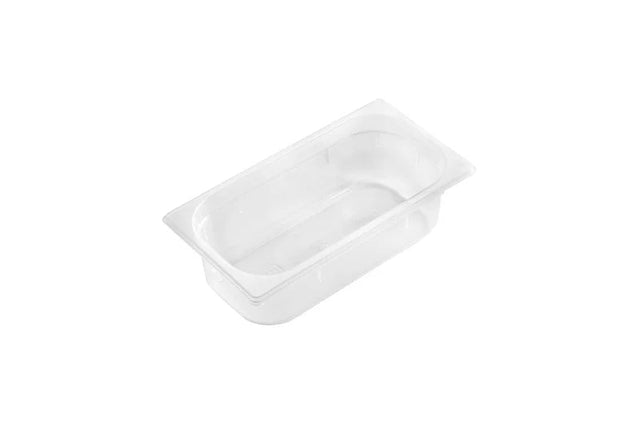 Clear Gastronom plastic container presented on a white background