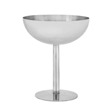 Stainless steel coupe cup on white background