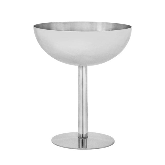 Stainless steel coupe cup on white background