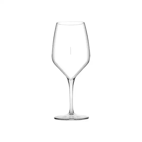 Clear wine glass on a white background