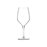 Clear wine glass on a white background