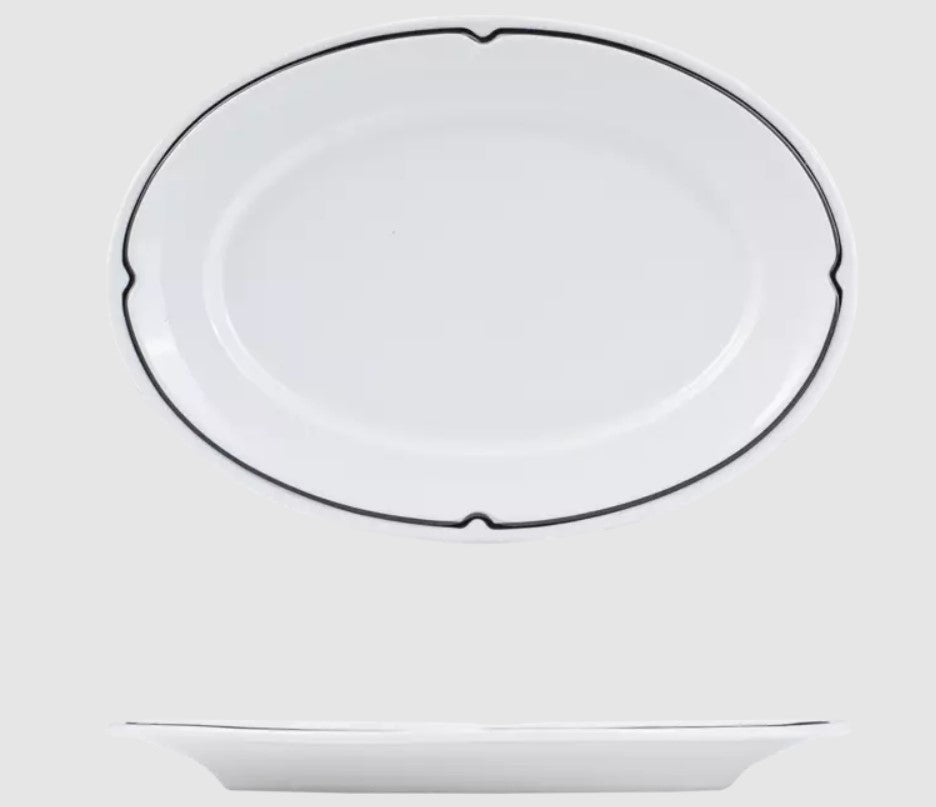 Charlotte Oval Plate 320 x 210mm - Black: Pack of 6