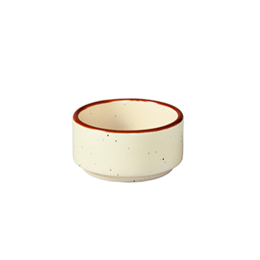 Ceramic bowl with red interior on a white background