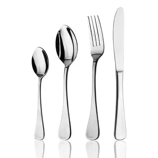 Stainless steel cutlery on white background
