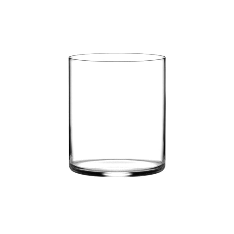 Small clear whiskey tumbler on white background